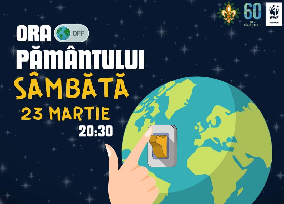 Sâmbătă, 23 martie 2024, la ora 20:30, vă invităm să vă alăturați mișcării globale „Ora Pământului”! Timp de o oră, stingeți luminile și aparatele electrice neesențiale, ca un gest simbolic de solidaritate cu planeta noastră. De ce Ora Pământului? Schimbările climatice sunt o amenințare reală pentru planetă și pentru noi toți. Ora Pământului este un moment de conștientizare a impactului nostru asupra mediului și un apel la acțiune pentru un viitor mai sustenabil. Ora Pământului nu este doar despre o oră de întuneric, ci despre o lumină a speranței. Este un prilej de a ne uni forțele și de a demonstra că ne pasă de planeta noastră și de generațiile viitoare. Împreună, putem transforma o singură Oră a Pământului în mii de acțiuni de impact pentru casa noastră comună-Pământul.